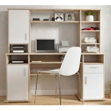 Secretária com prateleira ELIAN 160x53 cm carvalho sonoma/branco