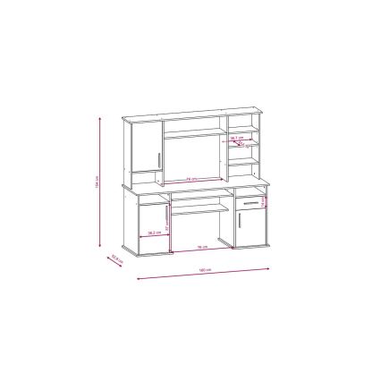 Secretária com prateleira ELIAN carvalho sonoma cinzento/branco