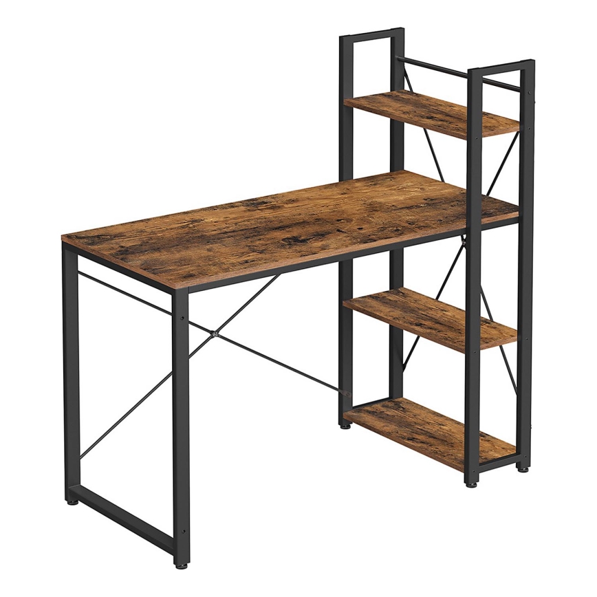 Secretária com prateleiras SOLEA castanho/preto