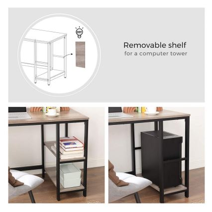 Secretária de canto SOLEA castanho/preto