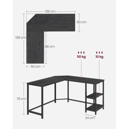 Secretária de canto SOLEA preta