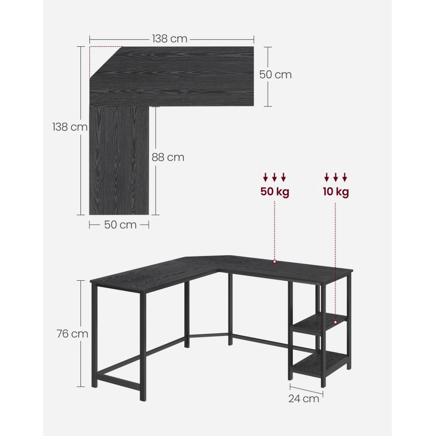 Secretária de canto SOLEA preta