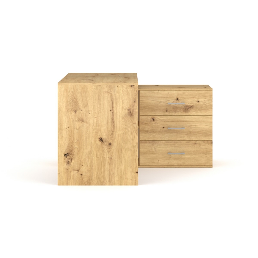 Secretária JULES com gavetas e canto reversível D/E, Carvalho Artisan