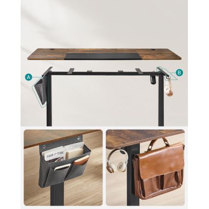 Secretária regulável em altura SOLEA-X castanha/preta