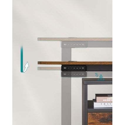 Secretária regulável em altura SOLEA-X castanha/preta