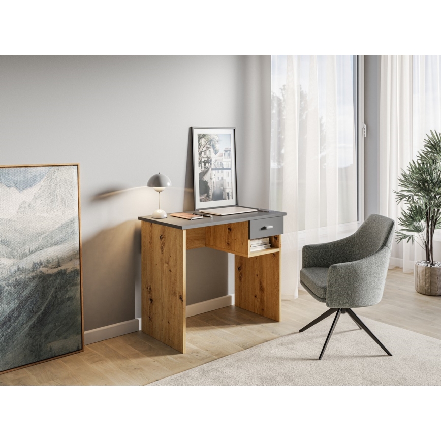 Secretária RICO carvalho artisan/cinzenta