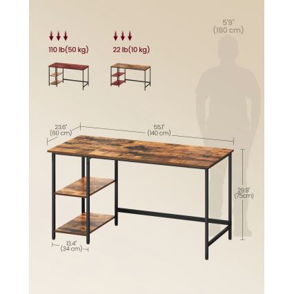 Secretária SOLEA 140x60 cm castanho/preto