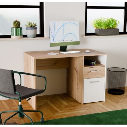 Secretária URO carvalho artisan/branco