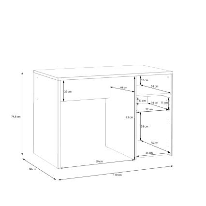 Secretária URO carvalho artisan/branco