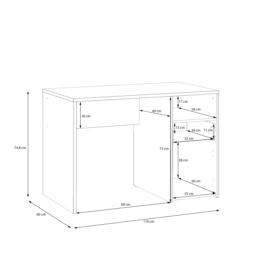 Secretária URO carvalho artisan/branco