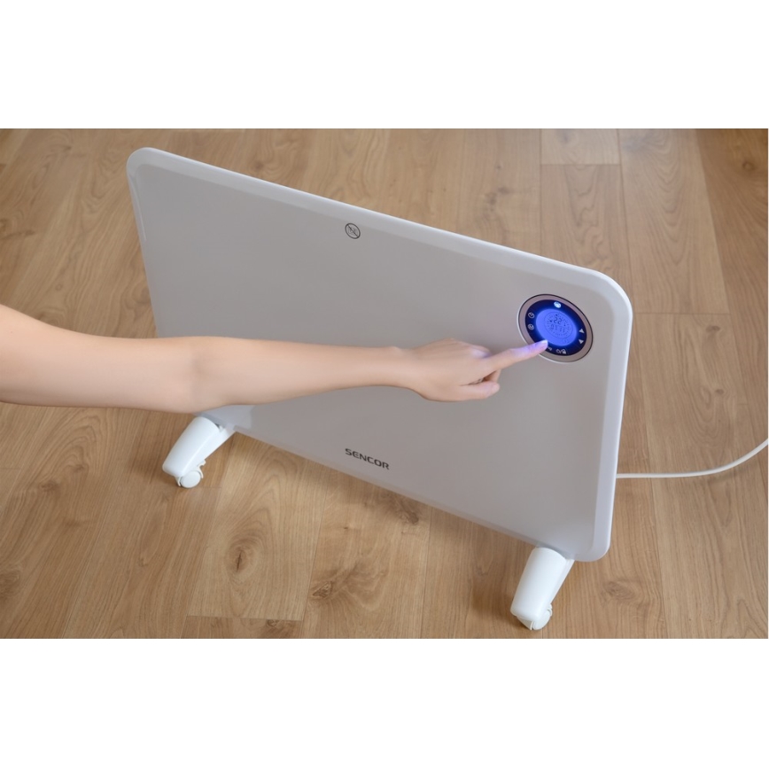 Sencor - Aquecedor convectivo com ecrã LCD e termostato 750W/1500W/230V IP24