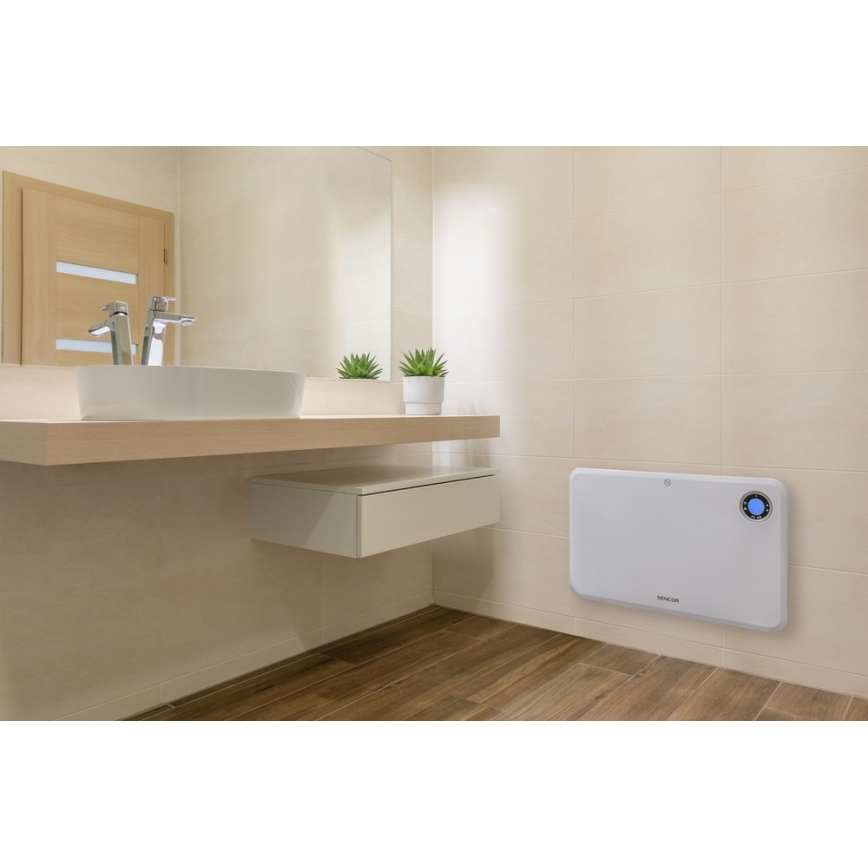 Sencor - Aquecedor convectivo com ecrã LCD e termostato 750W/1500W/230V IP24