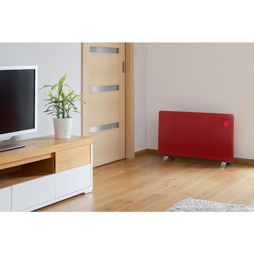Sencor - Aquecedor elétrico/convector inteligente 1200/2400W/230V IP24 Wi-Fi vermelho