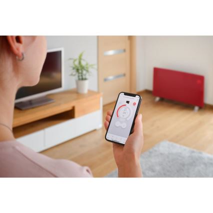 Sencor - Aquecedor elétrico/convector inteligente 1200/2400W/230V IP24 Wi-Fi vermelho