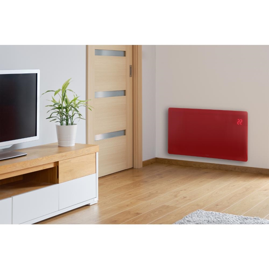 Sencor - Aquecedor elétrico/convector inteligente 1200/2400W/230V IP24 Wi-Fi vermelho