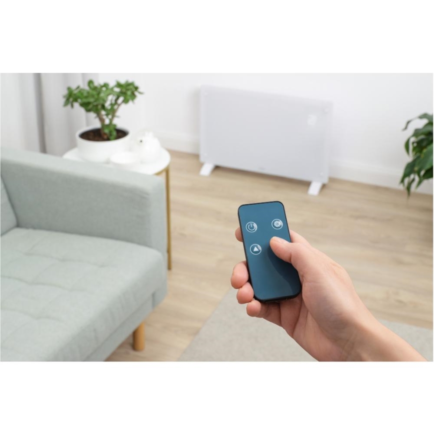 Sencor - Aquecedor/convector elétrico inteligente 2000W/230V IP24 Wi-Fi branco + controlo remoto