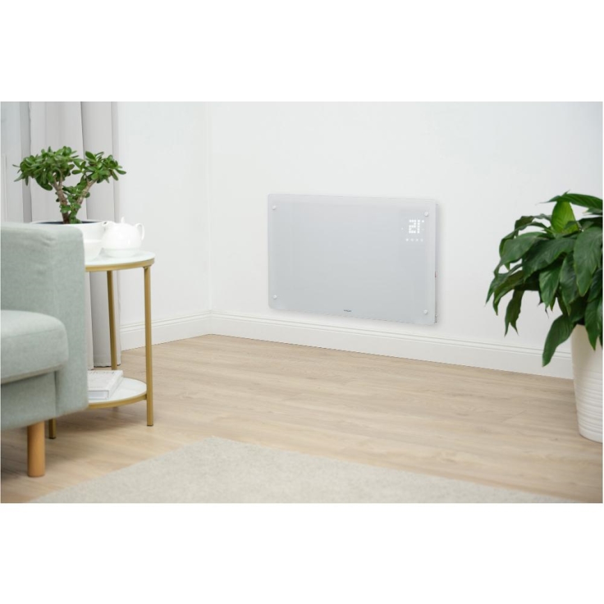Sencor - Aquecedor/convector elétrico inteligente 2000W/230V IP24 Wi-Fi branco + controlo remoto