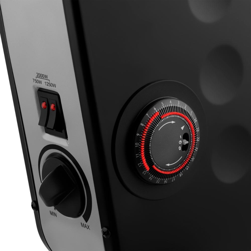 Sencor - Aquecedor para convector elétrico 750/1250/2000W/230V termostato IP24 preto