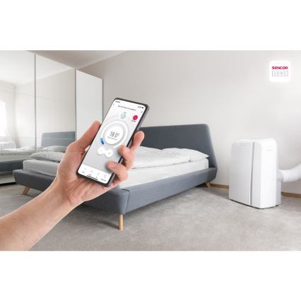 Sencor - Ar condicionado inteligente e portátil 3 em 1, incluindo acessórios 1450W/230V 12000 BTU Wi-Fi branco + comando