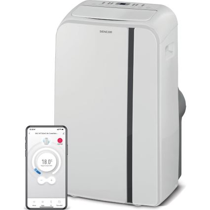 Sencor - Ar condicionado inteligente e portátil 3 em 1, incluindo acessórios 1450W/230V 12000 BTU Wi-Fi branco + comando