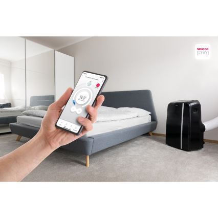 Sencor - Ar condicionado inteligente e portátil 3 em 1, incluindo acessórios 1450W/230V 12000 BTU Wi-Fi preto + comando