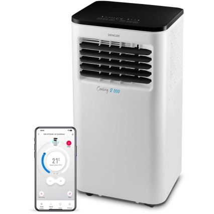Sencor - Ar condicionado inteligente e portátil 3 em 1, incluindo acessórios 805W/230V 8000 BTU Wi-Fi + comando