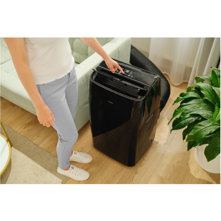 Sencor - Ar condicionado móvel inteligente 4 em 1 com acessórios completos 900W/230V 9000 BTU Wi-Fi preto + comando à distância
