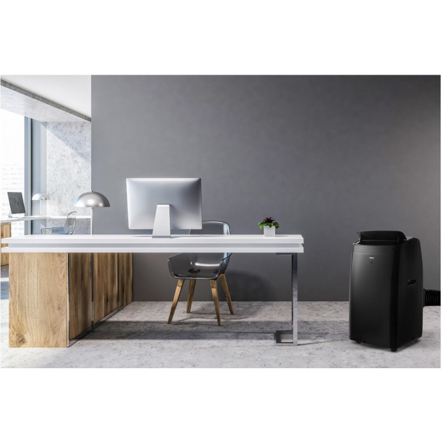 Sencor - Ar condicionado móvel inteligente 4 em 1 com acessórios completos 900W/230V 9000 BTU Wi-Fi preto + comando à distância