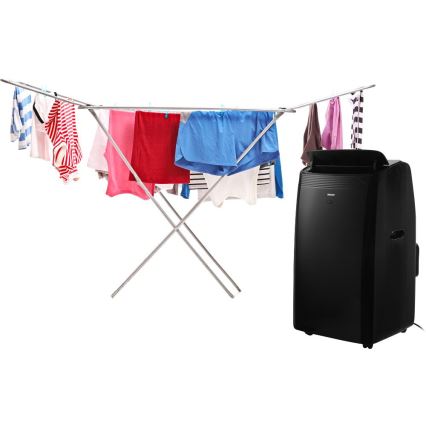 Sencor - Ar condicionado móvel inteligente 4 em 1 com acessórios completos 900W/230V 9000 BTU Wi-Fi preto + comando à distância