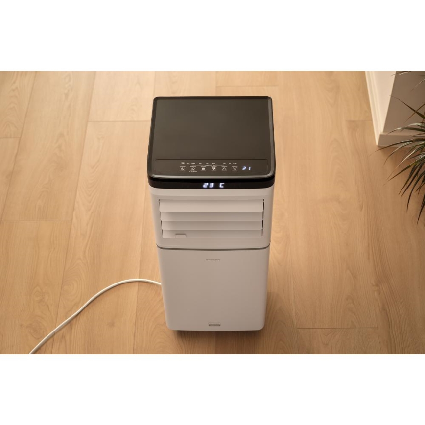 Sencor - Ar condicionado portátil inteligente 3 em 1, inclui conjunto completo de acessórios, 1020W/230V, 10000 BTU, Wi-Fi, branco + controlo remoto