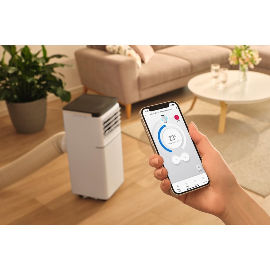 Sencor - Ar condicionado portátil inteligente 3 em 1 com acessórios completos 760 W/230 V 7000 BTU Wi-Fi branco + comando remoto