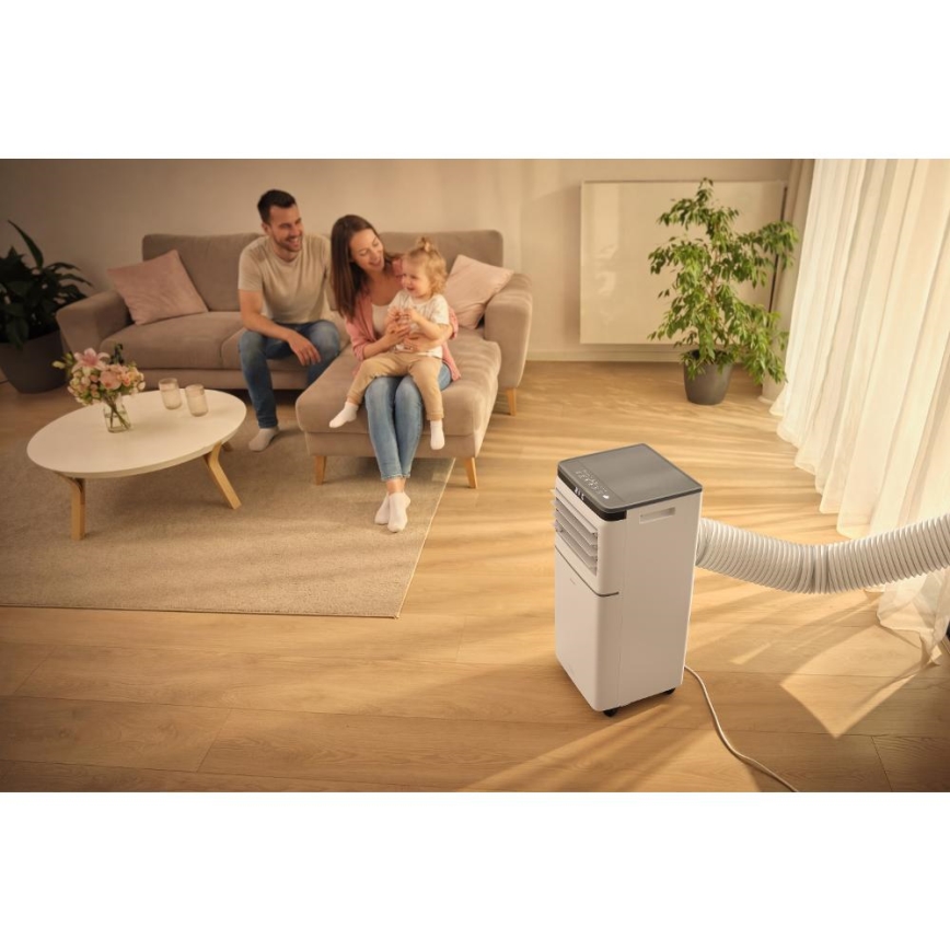 Sencor - Ar condicionado portátil inteligente 3 em 1, com todos os acessórios, 815W/230V, 8000 BTU, Wi‑Fi, branco + comando remoto