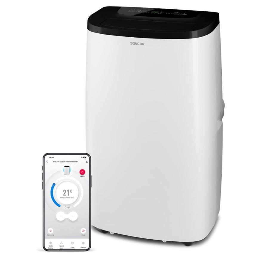 Sencor - Ar condicionado portátil inteligente 4 em 1 com acessórios completos, 1700 W/230 V, 12 000 BTU, Wi-Fi, branco + comando remoto