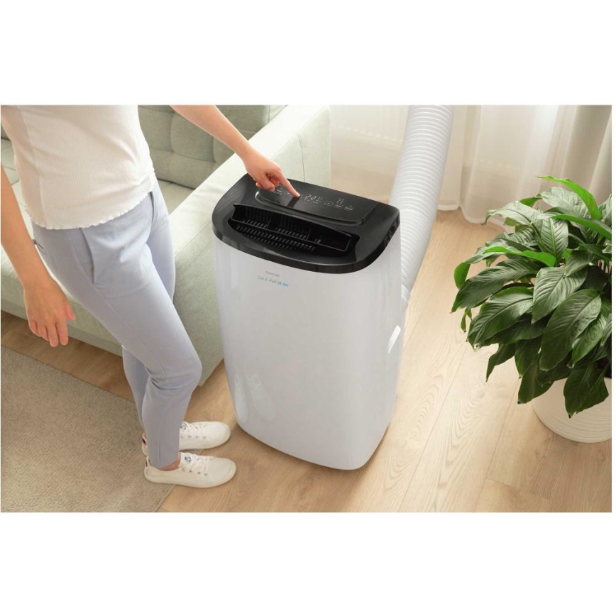 Sencor - Ar condicionado portátil inteligente 4 em 1 com kit completo de acessórios 1750W/230V 18000 BTU Wi-Fi branco + comando remoto