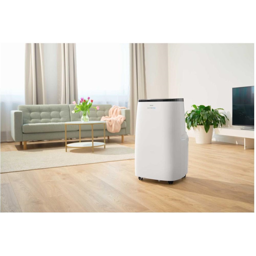 Sencor - Ar condicionado portátil inteligente 4 em 1 com kit completo de acessórios 1750W/230V 18000 BTU Wi-Fi branco + comando remoto