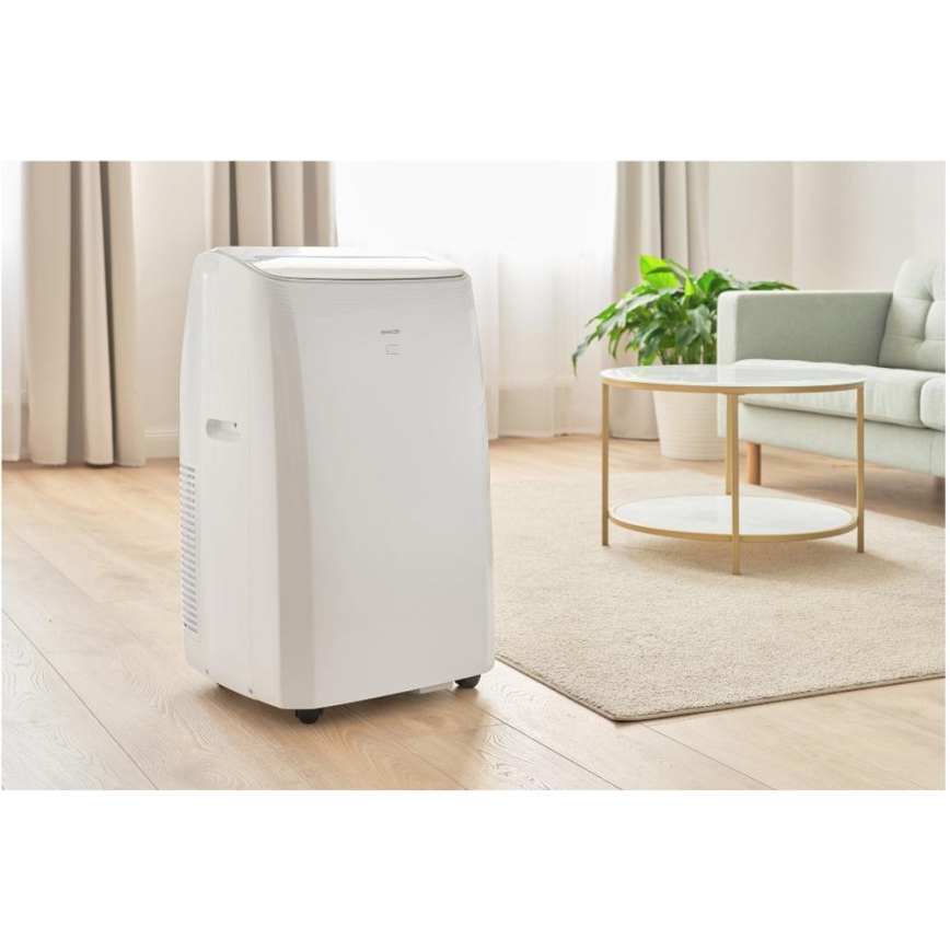 Sencor - Ar condicionado portátil inteligente 5 em 1 com acessórios completos 733W/230V 9000 BTU Wi-Fi branco + comando remoto