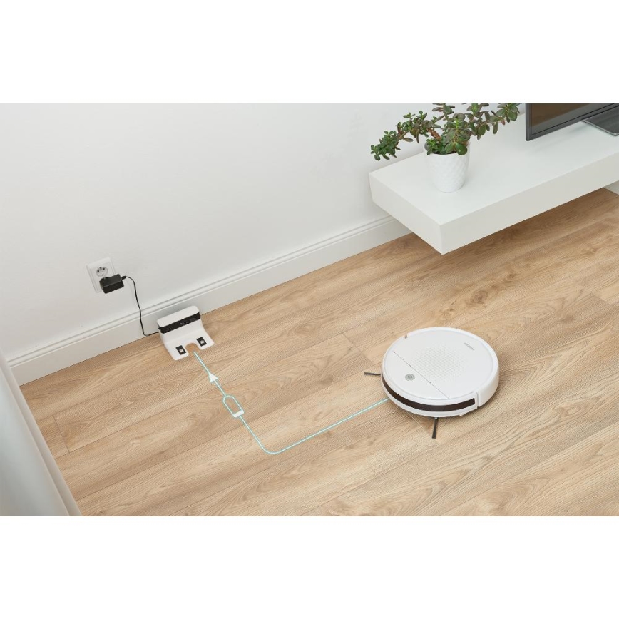 Sencor - Aspirador robô 2 em 1 com função de mopa 18W/1500 mAh branco + comando à distância