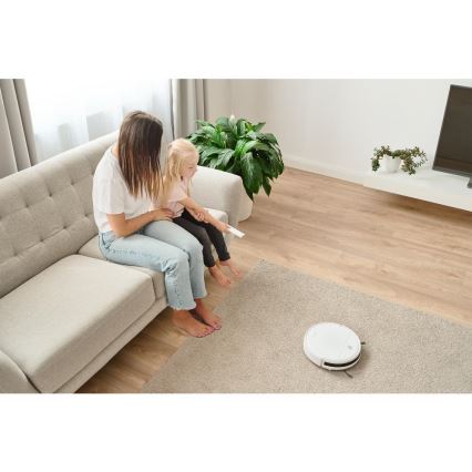 Sencor - Aspirador robô 2 em 1 com função de mopa 18W/1500 mAh branco + comando à distância