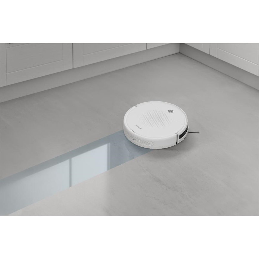 Sencor - Aspirador robô 2 em 1 com função de mopa 18W/1500 mAh branco + comando à distância