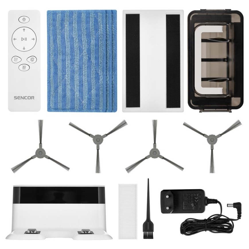 Sencor - Aspirador robô 2 em 1 com função de mopa 18W/1500 mAh branco + comando à distância