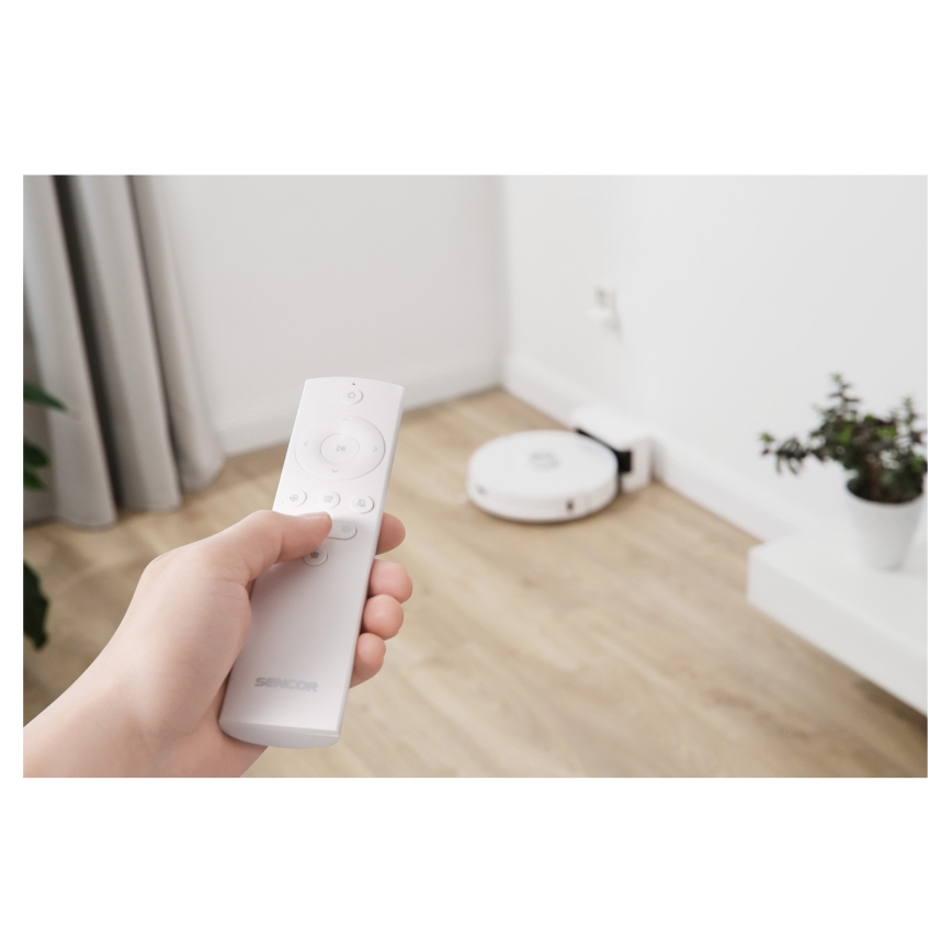 Sencor - Aspirador robótico 2 em 1 com mop, 50 W/5000 mAh, Wi-Fi, branco + controlo remoto