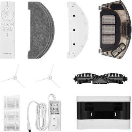 Sencor - Aspirador robótico 2 em 1 com mop, 50 W/5000 mAh, Wi-Fi, branco + controlo remoto