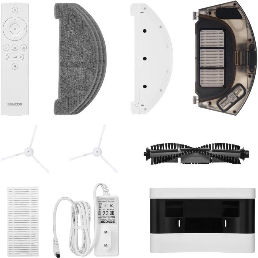 Sencor - Aspirador robótico 2 em 1 com mop, 50 W/5000 mAh, Wi-Fi, branco + controlo remoto