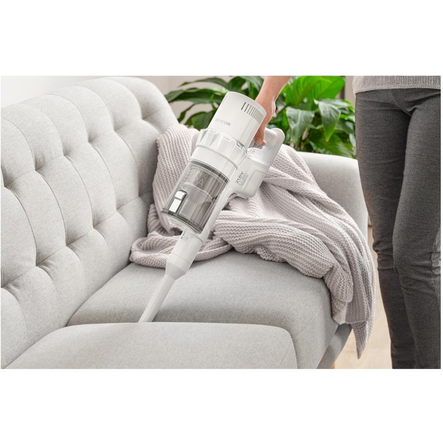 Sencor - Aspirador vertical sem fio 2 em 1 250W/2200 mAh branco