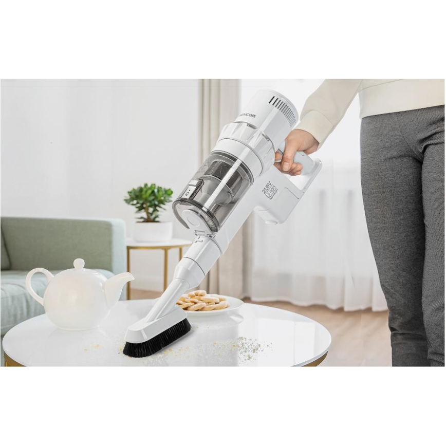 Sencor - Aspirador vertical sem fio 2 em 1 250W/2200 mAh branco