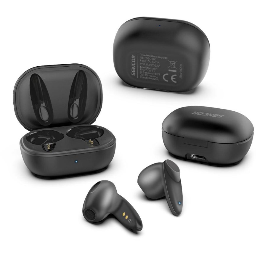 Sencor - Auscultadores sem fios 230 mAh + 2x 25 mAh IPX4 preto