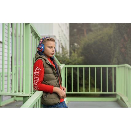 Sencor - Auscultadores sem fios com microfone 3,7V/400 mAh azul/vermelho