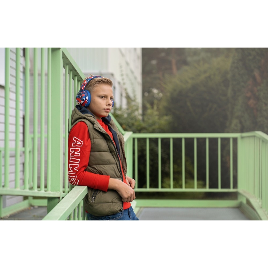 Sencor - Auscultadores sem fios com microfone 3,7V/400 mAh azul/vermelho