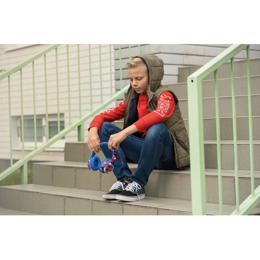 Sencor - Auscultadores sem fios com microfone 3,7V/400 mAh azul/vermelho