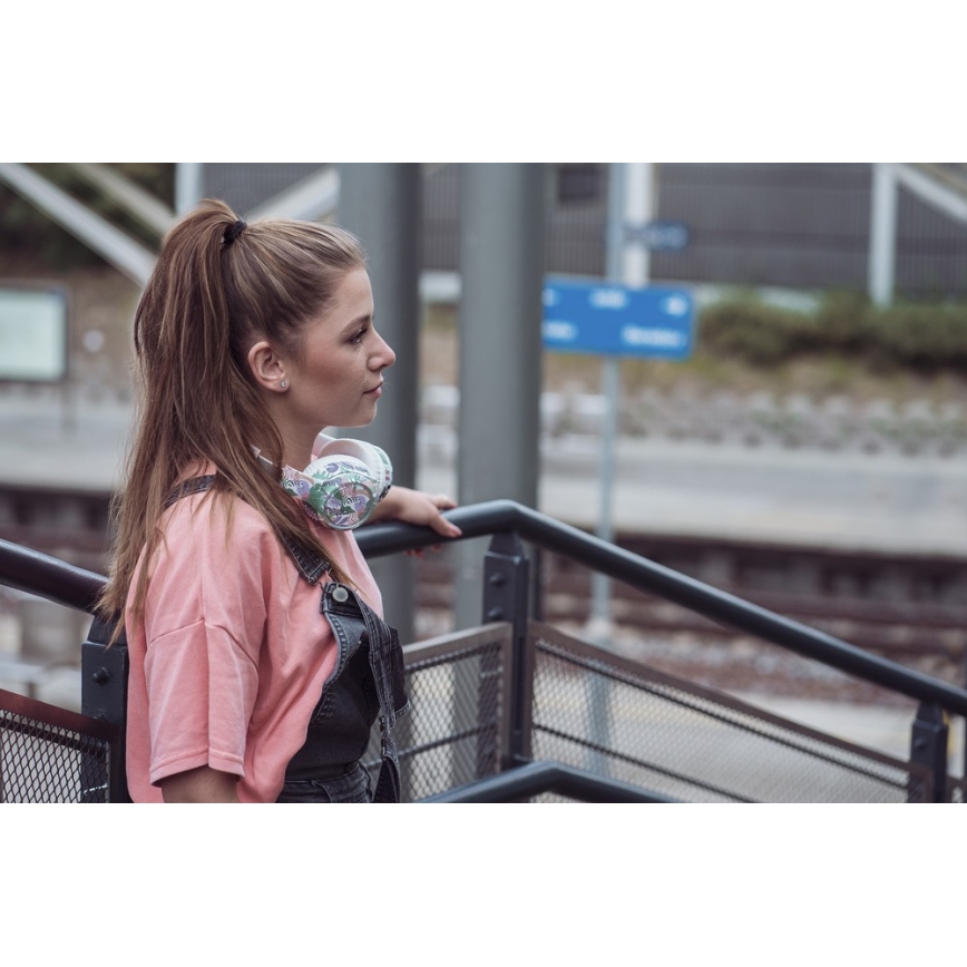 Sencor - Auscultadores sem fios com microfone 3,7V/400 mAh verde/branco